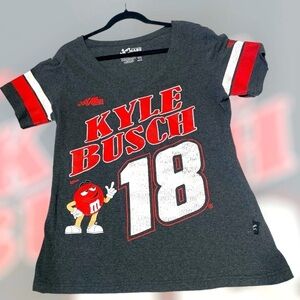 Vintage Kyle Busch # 18 M/M V-Neck Tee shirt Short Sleeve Grey BIKERCORE Size XL